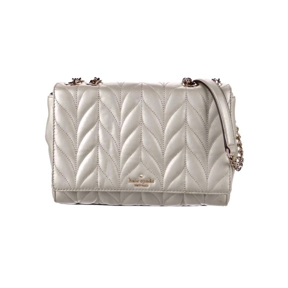 Like New Leather KATE SPADE Grey Silver Chain Handbag Crossbody Shoulder Bag - Picture 1 of 9